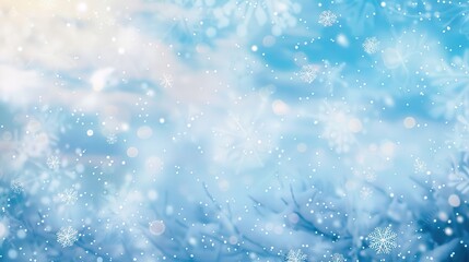 Fototapeta premium Christmas Background with Blue Snowflakes Winter