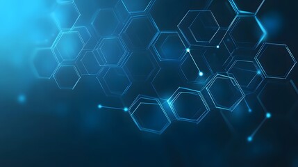 Obraz premium Abstract Blue Hexagonal Network with Glowing Lines and Points