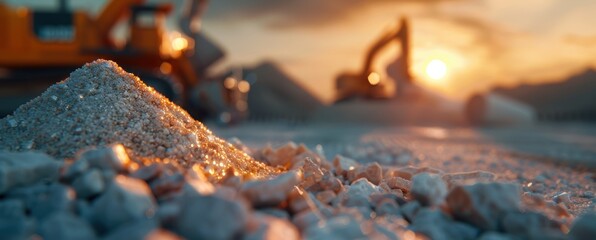 Fototapeta premium Wide Shot of Mineral Processing Plant at Sunset