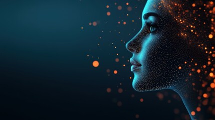 Obraz premium A digital representation of an artificial intelligence, with data points flowing through its neural network, reflecting the intelligence and learning capabilities of machine learning.