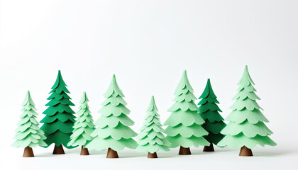 Obraz premium Cute christmas trees decoration with copy space