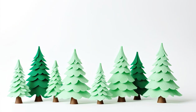 Cute christmas trees decoration with copy space