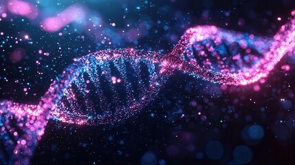Create a holographic 3D abstract visualization of the human genome