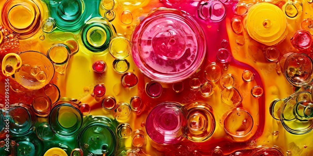 Poster a colorful abstract painting with many different colored circles