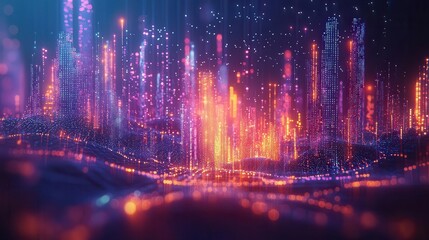 Create a holographic 3D abstract representation of the internet of things (IoT) network