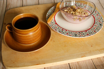 still life with cup of coffee and milk