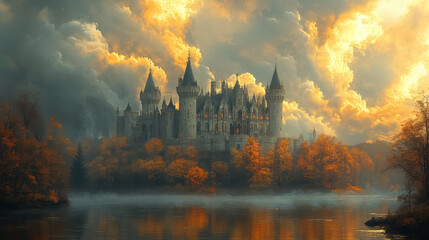 Abandoned castle. surreal mystical fantasy artwork