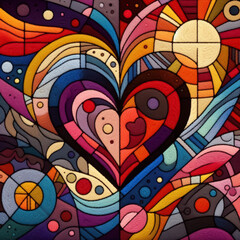 Fototapeta premium Felt art patchwork, valentine's day concept