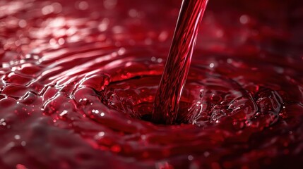 Create a liquid 3D typography for a wine label, with letters that look like pouring red wine