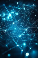 Fototapeta premium Blue Technology Background, Abstract Electronic Pathway in Lines, Connected Dots, and Triangles