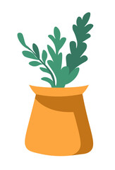 Potted Plant in Orange Pot