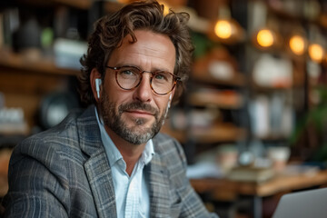 Shot of a businessman using a laptop in the office, working space