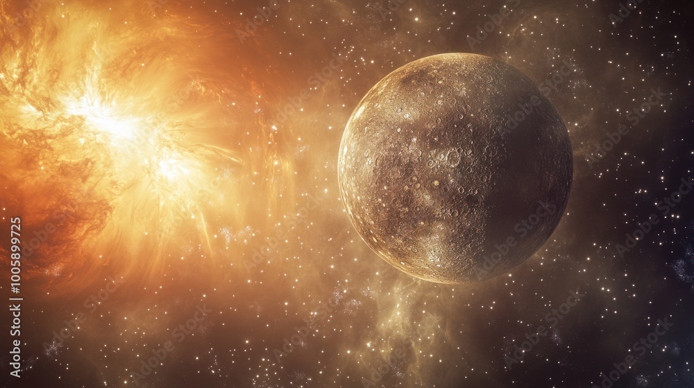 Canvas Prints mercury orbit around the sun, showing the small, rocky planet against the vast backdrop of space and
