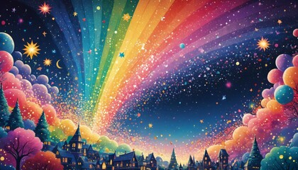 anime glitter colorful sparkles background