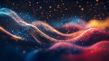 Abstract Wavy Pattern with Glittering Lights and Bokeh Effects