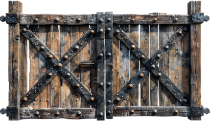 Rustic wooden gate on transparent background
