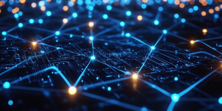 a dark background with many connected lines and dots