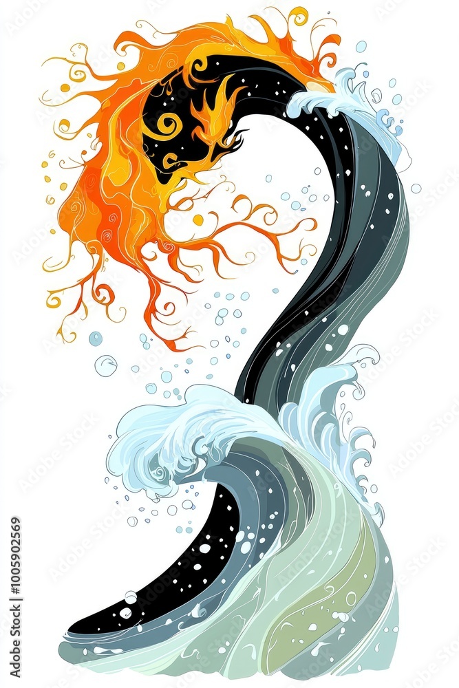 Poster Fire and Water Abstract Illustration