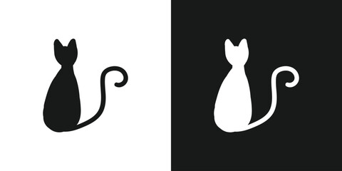 Black and white cats doodle hand drawing isolated background. Vector illustration