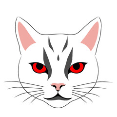 grey cat with red eye vector illustration