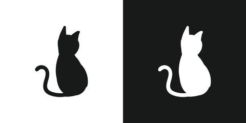 Black and white cats doodle hand drawing isolated background. Vector illustration