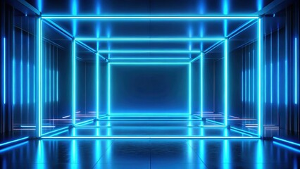 Abstract blue neon background with futuristic render design , technology, digital, glow, vibrant, modern