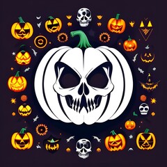 ai generated. Halloween parties. Decoration for the night of the dead. Pumpkins, posters and Halloween items