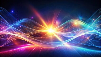 Fototapeta premium Fractal light waves creating an abstract futuristic background , technology, digital, design, futuristic, pattern