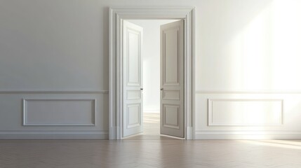 Fototapeta premium A bright, open doorway in a minimalist room, inviting exploration and new possibilities.