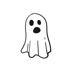 Ghost halloween doodle hand drawing isolated background. Vector illustration