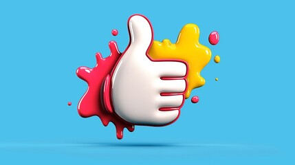 Thumbs up sign with splatters of paint on it. The splatters of paint give the sign a fun and playful vibe