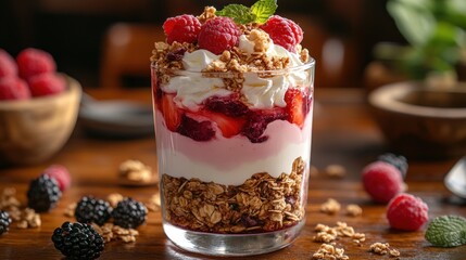 Delicious Parfait with Berries and Granola