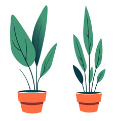 Potted Green Plants Vector illustration