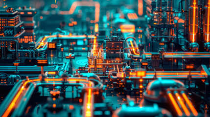 Obraz premium Smart factory concept, abstract tech background