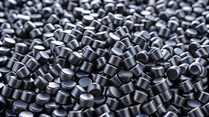 Fototapeta premium Close Up 3D Illustration of Black Plastic Pellets, Polymer Resin for Manufacturing, Industry, and Materials Science