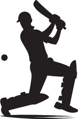 Cricket Player batting silhouette vector illustration isolated on a white background