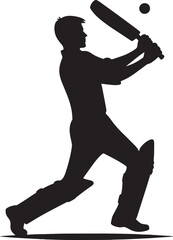 Cricket Player batting silhouette vector illustration isolated on a white background