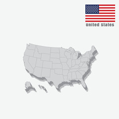 3D map of United States with separated sections on a white background