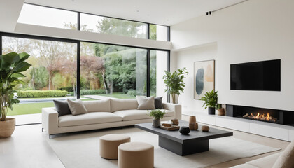 Modern Living Room in a Luxurious House Interior.
