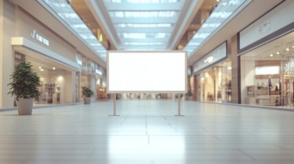 Obraz premium A spacious shopping mall interior featuring a blank advertising display.