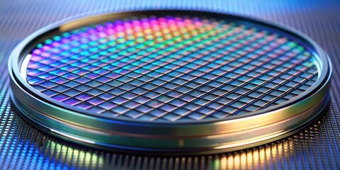 Array of small lenses mounted on disk wafer, render , metalens, meta-lens, micro lenses, microlenses, array
