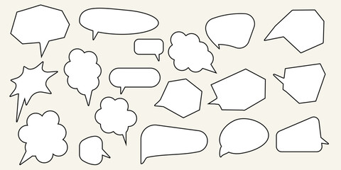 Obraz premium Set of speech colored bubbles,manga, chat speech or dialogue in yellow, red, pink, green colors