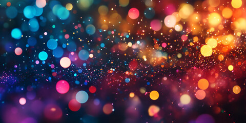 Naklejka premium Cosmic Light Spectrum: Vivid Bokeh Effect in Dark Space