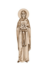 Fototapeta premium Vintage Christian illustration of Saint Parascheva of the Balkans in Byzantine style isolated