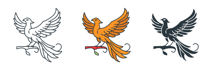 Phoenix icon symbol vector illustration isolated on white background