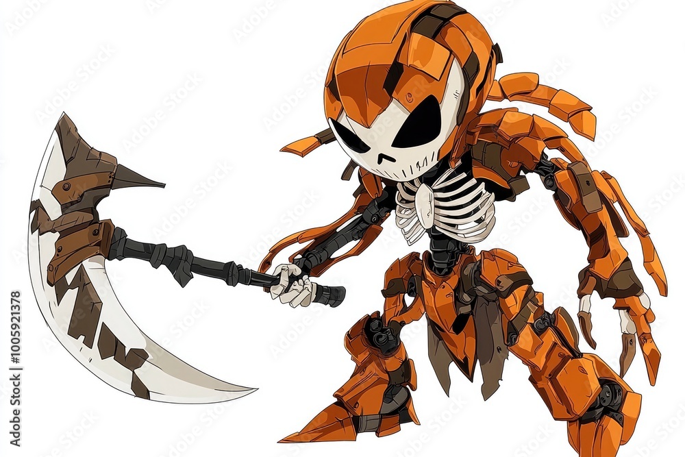 Canvas Prints Cartoon Skeleton Warrior with Scythe