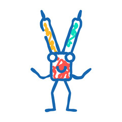 compass divider stationery character doodle icon sketch vector. compass divider stationery character sign. isolated symbol illustration