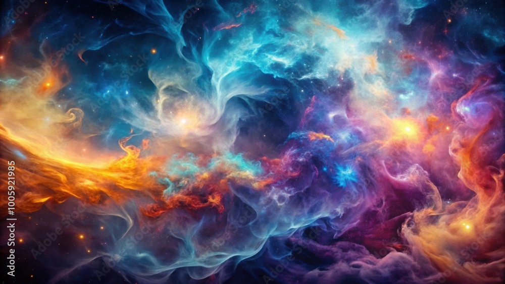 Wall mural background smoke nebula fractal , abstract, space, cosmic, vapor, cloud, texture, design, fantasy, m