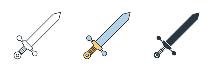 Sword icon symbol vector illustration isolated on white background