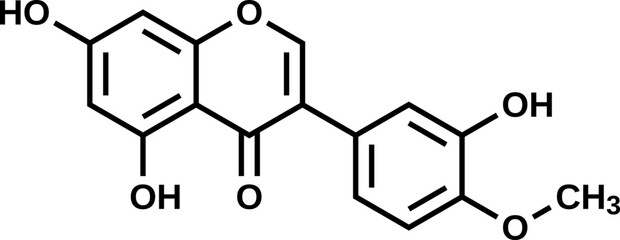 Pratensein structural formula, vector illustration